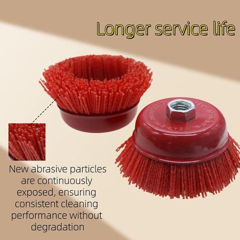 4" Abrasive Filament Nylon Bristle Cup Brush for Removing Rust Corrosion Paint, 5/8"-11 Thread,1PC in Kuwait