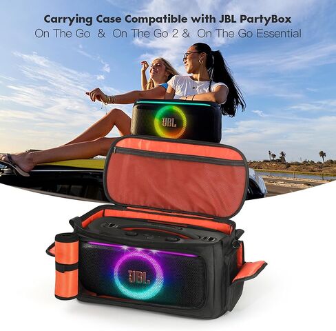 حقيبة حمل متوافقة مع JBL PartyBox On The Go Essential/On The Go/On The Go 2، حقيبة سفر محمولة متوافقة مع JBL Boombox 3/4، مع حزام كتف قابل للتعديل وتصميم متعدد الجيوب للميكروفون in Kuwait