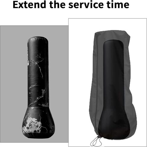 غطاء كيس ملاكمة قائم بذاته مقاوم للماء في الهواء الطلق، واقي كامل أكسفورد 420D مع حقيبة تخزين لحقيبة الملاكمة الدائمة، 24 بوصة عرض × 68 بوصة ارتفاع غطاء كيس ملاكمة مناسب لجميع الأحوال الجوية والغبار والشمس والمطر in Kuwait