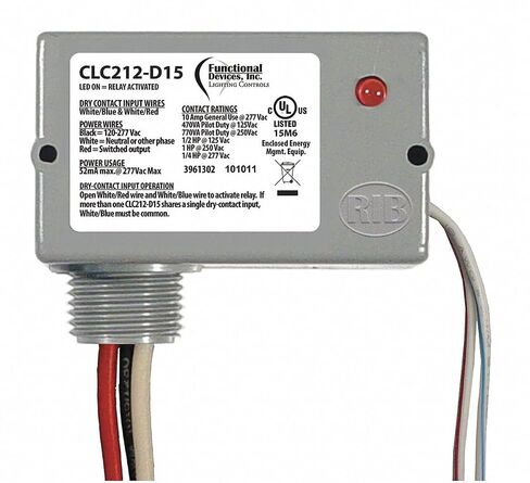 Functional Devices CLC212-D15 Separated Class 2 Dry Contact Input, 10 Amp, 120-277 VAC, 15 Minute Delay, DPDT Power Control Relay in Kuwait
