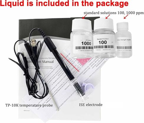 Sodium Ion Meter Portable Sodium Ion Meter Na Ion Concentration Tester with Sodium Standard Solutions 100/1000ppm Range 0.002 to 69000 ppm 2 to 5 Points Calibration 500 Groups Data Storage in Saudi Arabia