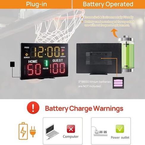 Electronic Basketball Scoreboard, Wall Mounted Digital Score Clock with90dB Buzzer, Countdown Timer, Battery Powered in Saudi Arabia
