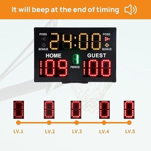 Electronic Basketball Scoreboard, Wall Mounted Digital Score Clock with90dB Buzzer, Countdown Timer, Battery Powered in Saudi Arabia