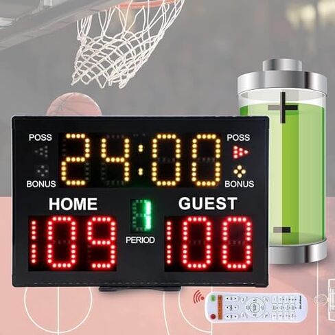 Electronic Basketball Scoreboard, Wall Mounted Digital Score Clock with90dB Buzzer, Countdown Timer, Battery Powered in Saudi Arabia