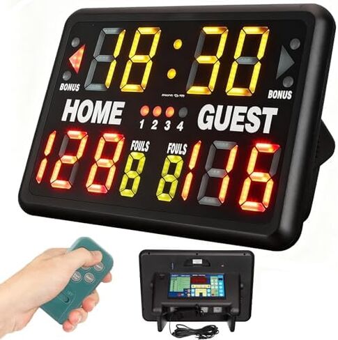 Portable LED Digital Scoreboard with Timer Clock, Remote Control Electronic Score Keeper for Basketball, Volleyball, Badminto in Saudi Arabia