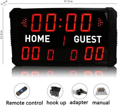 11-Digit Electronic Scoreboard with Remote Control, Adjustable Brightness, for Basketball Baseball Football Tennis Games in Saudi Arabia