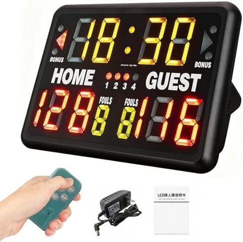 Electronic Basketball Scoreboard, LED Digital Score Keeper with Rear Display, 24S Setting and Buzzer Alarm, for Outdoor Yard in Saudi Arabia