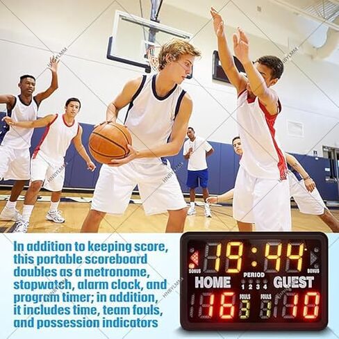 Electronic Basketball Scoreboard, LED Digital Score Keeper with Rear Display, 24S Setting and Buzzer Alarm, for Outdoor Yard in Saudi Arabia