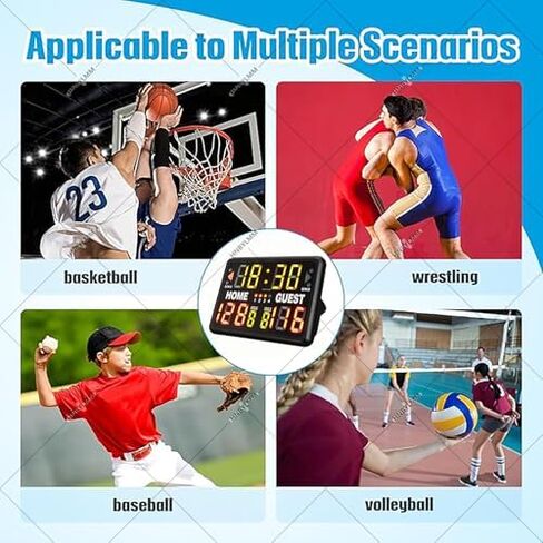 Electronic Basketball Scoreboard, LED Digital Score Keeper with Rear Display, 24S Setting and Buzzer Alarm, for Outdoor Yard in Saudi Arabia