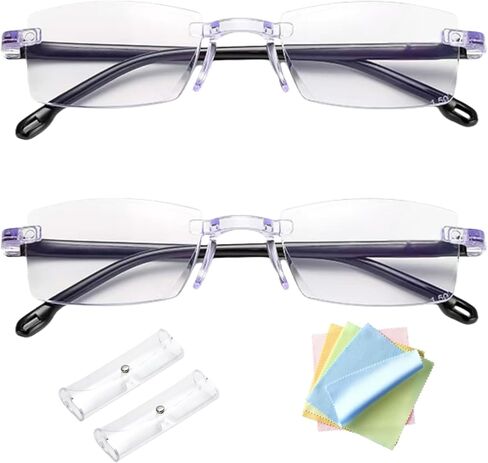 قطعتان من نظارات بلو إيزي للبصريات، نظارات حجب الضوء الأزرق، تعديل تلقائي مضاد للوهج للأشعة فوق البنفسجية، نظارات تسهل إجهاد العين من قارئات ألعاب شاشة الكمبيوتر للنساء والرجال مع قطعة قماش وحقيبة in Kuwait
