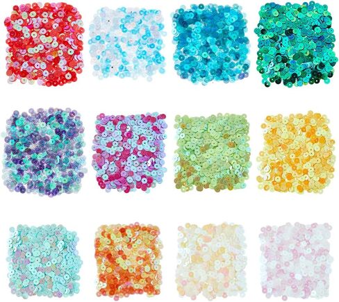 Dicosmetic 6000pcs 12 ألوان صغيرة صافية بترتر 5 مم 5 مم PVC الترتر فضفاضة مسطحة جولة paillett in Kuwait