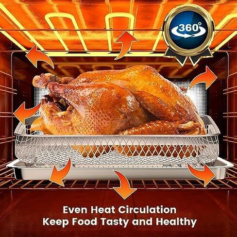 استبدال صينية مقلاة الهواء GCQ لفرن الحمل الحراري لمقلاة الهواء Cuisinart TOA-28 TOA-29 AFR-25، 11.3 * 9.8 بوصة، مقلاة هوائية شبكية من الفولاذ المقاوم للصدأ، أجزاء ملحقات رف الأسلاك، آمنة للاستخدام في غسالة الأطباق in Kuwait