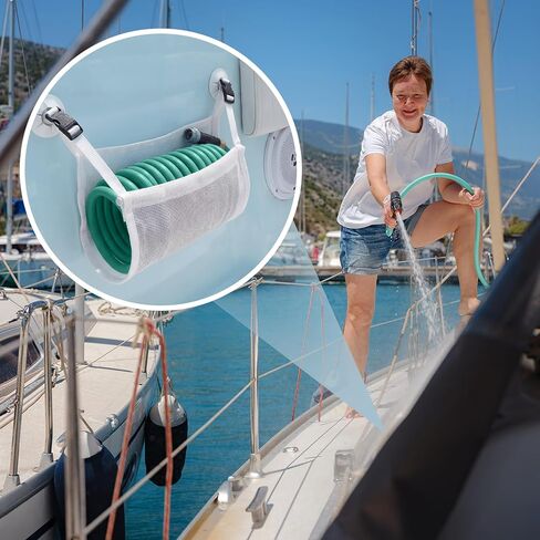 أرجوحة خرطوم غسيل القارب، تخزين خرطوم غسيل بالضغط البحري ملفوف باللون الأبيض لجميع أنواع القوارب، بما في ذلك القوارب القابلة للنفخ والقوارب السريعة واليخوت in Kuwait