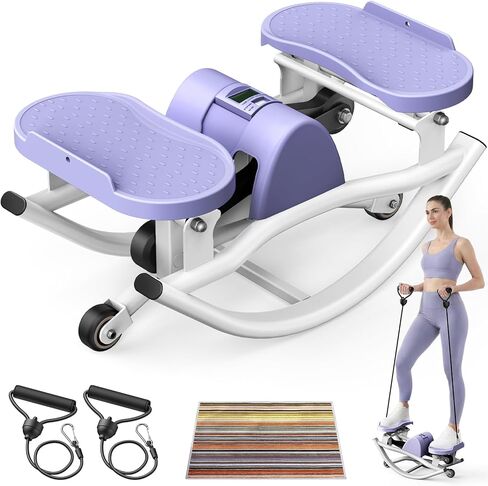 جهاز ستيبر روك للتمرين في المنزل، جهاز ستيبر هزاز بحركة جانبية من جانب إلى آخر، خطوة هزازة مع أشرطة مقاومة وحصيرة غير قابلة للانزلاق، آلة ستيبر صغيرة بسعة تحميل 250 رطل للتمرين واللياقة البدنية in Kuwait