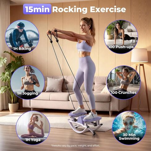 جهاز ستيبر روك للتمرين في المنزل، جهاز ستيبر هزاز بحركة جانبية من جانب إلى آخر، خطوة هزازة مع أشرطة مقاومة وحصيرة غير قابلة للانزلاق، آلة ستيبر صغيرة بسعة تحميل 250 رطل للتمرين واللياقة البدنية in Kuwait