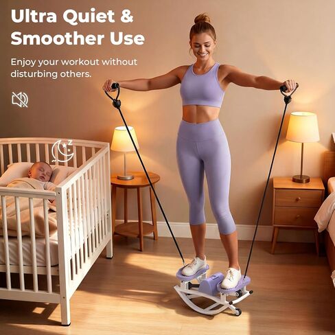 جهاز ستيبر روك للتمرين في المنزل، جهاز ستيبر هزاز بحركة جانبية من جانب إلى آخر، خطوة هزازة مع أشرطة مقاومة وحصيرة غير قابلة للانزلاق، آلة ستيبر صغيرة بسعة تحميل 250 رطل للتمرين واللياقة البدنية in Kuwait