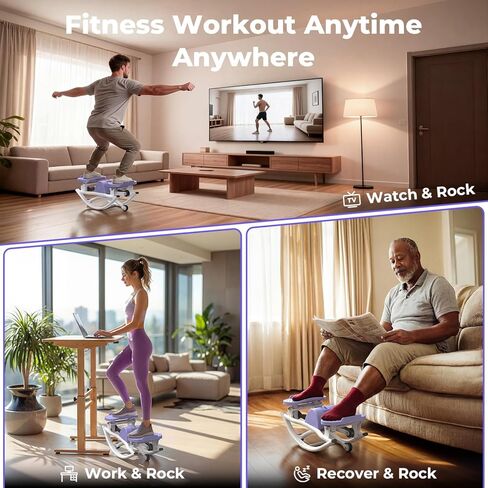 جهاز ستيبر روك للتمرين في المنزل، جهاز ستيبر هزاز بحركة جانبية من جانب إلى آخر، خطوة هزازة مع أشرطة مقاومة وحصيرة غير قابلة للانزلاق، آلة ستيبر صغيرة بسعة تحميل 250 رطل للتمرين واللياقة البدنية in Kuwait