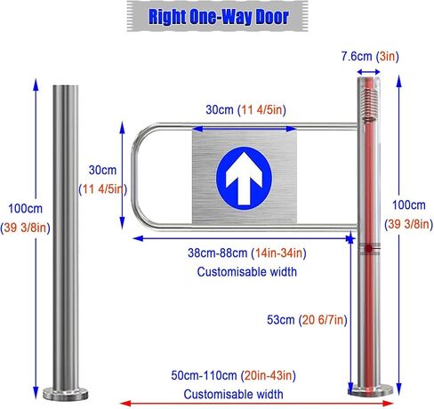 Automatic Safety Swing Gate, 90° Opening, Spring-Loaded Closure, One-Way Door for Library & Supermarket Access, Post Mount, Right Side, 40x39in Safety Barrier in Kuwait