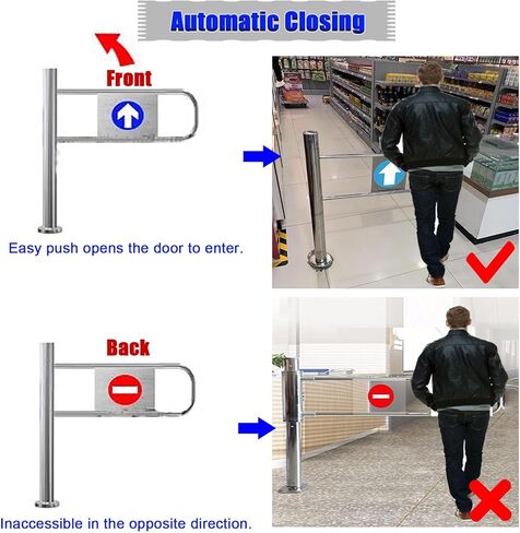 Automatic Safety Swing Gate, 90° Opening, Spring-Loaded Closure, One-Way Door for Library & Supermarket Access, Post Mount, Right Side, 40x39in Safety Barrier in Kuwait