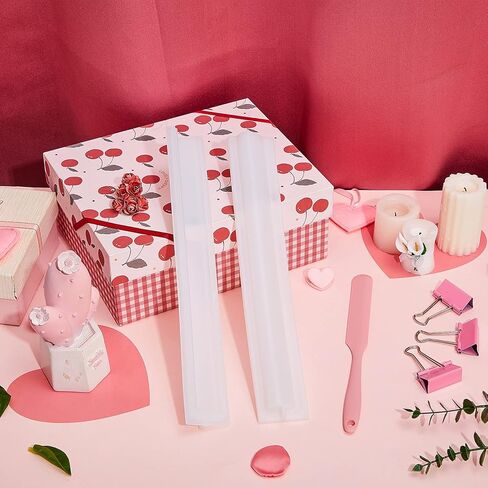 Tessco Heart Shaped Long Tube Silicone Mold Heart Shape Soap Embed Molds Column Making Supplies with Spatula 3 Pcs Binder Clips for Soap Chocolate Candy Cake in Kuwait