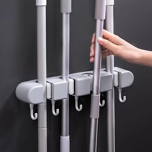 Broom Mop Holder Wall Mount, Hanger Storage Organizer for Bathroom, Kitchen, Garage, Garden, Laundry Room (4 Racks 5 Hooks) in Saudi Arabia