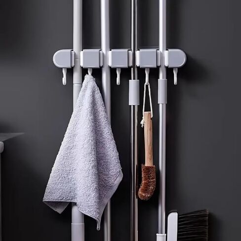 Broom Mop Holder Wall Mount, Hanger Storage Organizer for Bathroom, Kitchen, Garage, Garden, Laundry Room (4 Racks 5 Hooks) in Saudi Arabia