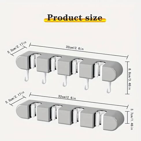 Broom Mop Holder Wall Mount, Hanger Storage Organizer for Bathroom, Kitchen, Garage, Garden, Laundry Room (4 Racks 5 Hooks) in Saudi Arabia