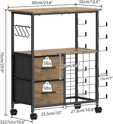 Storage Cart Compatible with Cricut, Roll Holders with 2 Drawers, Rolling Craft Cabinet Table for Accessories Holder,Tool Hook for Craft Room Home in Kuwait