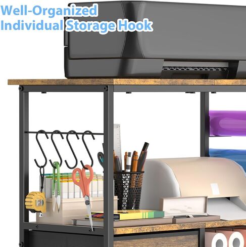 Storage Cart Compatible with Cricut, Roll Holders with 2 Drawers, Rolling Craft Cabinet Table for Accessories Holder,Tool Hook for Craft Room Home in Kuwait