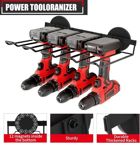 Heavy Duty Magnetic Power Tool Organizer,Drill Holder Wall Mount,50 lb Garage Storage Utility Storage Thickened Drill Rack for Dewalt Milwaukee Ryobi Cordless Tool in Kuwait