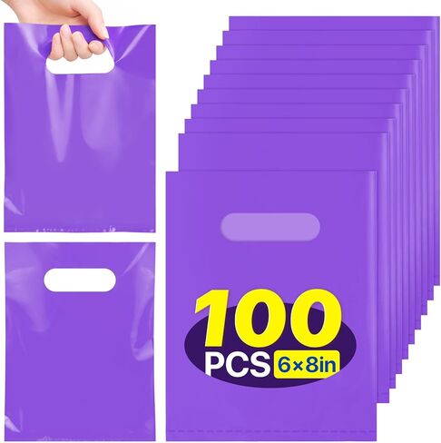 Anznku 100 PCS الحفلات متعددة الألوان الأكياس ، وأكياس Goodie البلاستيكية لعيد الميلاد ، والزفاف ، والاستحمام الطفل ، والهالوين ، وعيد الميلاد ، وأكياس الهدايا الصغيرة للحلوى ، والعلاج ، والفضلات والحرف (15x20 سم) in Kuwait