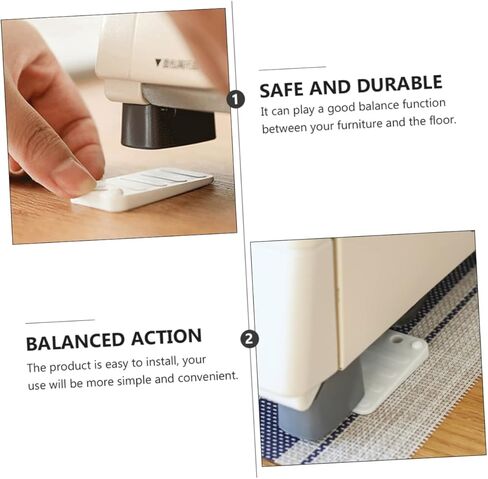 Lurrose 4Pcs White Furniture Feet Mats Bed Sofa Leg Raising Pads Durable Leveling Shims for Uneven Furniture Stabilization Easy Installation Skid Design in Saudi Arabia