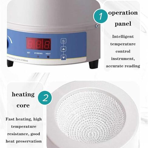 COYEUX Electric Lab Heating Mantle, 1000ml Magnetic Stirrer Heating Mantle with Magnetic Stirrer, Digital Display, Temperature and Speed Adjustable, for Laboratory in Kuwait