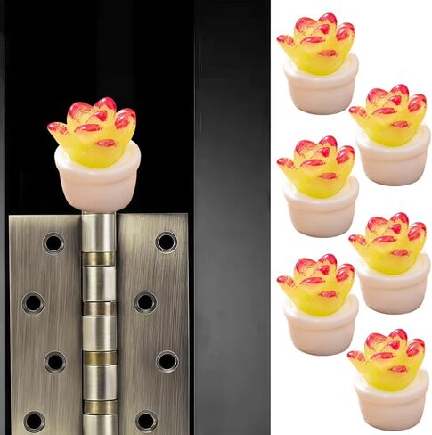 Cute Mini Creative Yellow Red Succulent Plant Hinge Heads Decorative Topper Set 6PCS, Home Decoration,Magnetic Hinge Head Toppers Door Hinge in Saudi Arabia