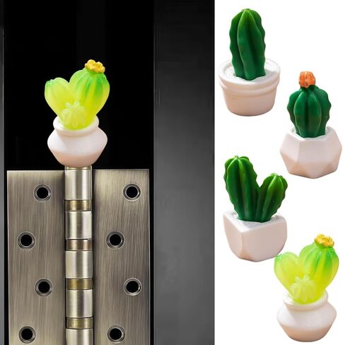 Cute Mini Creative Cactus Potted Plant Hinge Heads Decorative Topper Set 4PCS, Home Decoration,Magnetic Hinge Head Toppers Door Hinge in Saudi Arabia