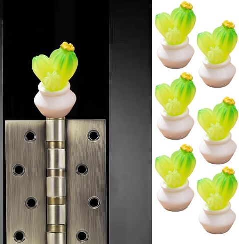 Cute Mini Creative Yellow Cactus Hinge Heads Decorative Topper Set 6PCS, Home Decoration,Magnetic Hinge Head Toppers Door Hinge in Saudi Arabia