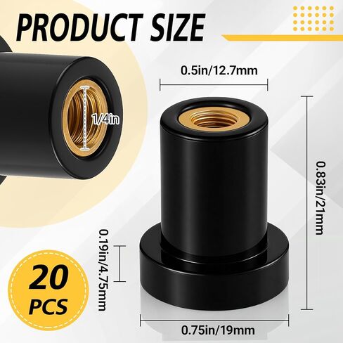 20 Pcs 1/4"-20 x 3/4" Rubber Well Nuts Neoprene Expansion Brass Nuts in Kuwait