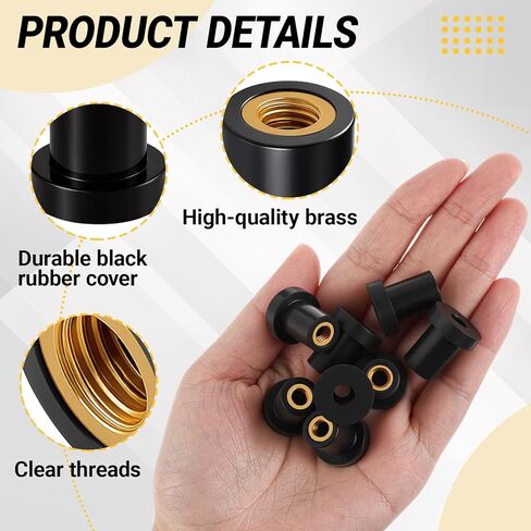 20 Pcs 1/4"-20 x 3/4" Rubber Well Nuts Neoprene Expansion Brass Nuts in Kuwait