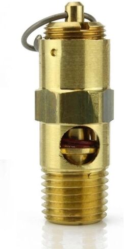 AS250190 صمام تخفيف أمان ضاغط الهواء - لاستبدال أجزاء ضاغط الهواء Conrader - صمام إيقاف الضاغط - 190 رطل لكل بوصة مربعة 1/4 بوصة ذكر NPT 91 SCFM إجمالي طول الصمام: 1-5/8 بوصة نحاس صلب ذهبي in Kuwait