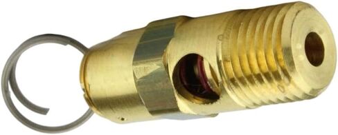 AS250190 صمام تخفيف أمان ضاغط الهواء - لاستبدال أجزاء ضاغط الهواء Conrader - صمام إيقاف الضاغط - 190 رطل لكل بوصة مربعة 1/4 بوصة ذكر NPT 91 SCFM إجمالي طول الصمام: 1-5/8 بوصة نحاس صلب ذهبي in Kuwait