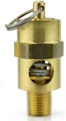 صمام تخفيف ضغط أمان ضاغط الهواء 250-1/8-150 - لاستبدال أجزاء ضاغط الهواء Conrader - صمام إيقاف الخزان - 1/8 بوصة ذكر NPT ملولب 150 PSI 132 SCFM صمام L: 1-3/4 بوصة نحاس صلب ذهبي in Kuwait