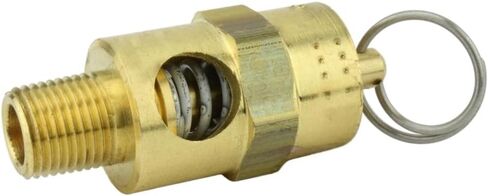 صمام تخفيف ضغط أمان ضاغط الهواء 250-1/8-150 - لاستبدال أجزاء ضاغط الهواء Conrader - صمام إيقاف الخزان - 1/8 بوصة ذكر NPT ملولب 150 PSI 132 SCFM صمام L: 1-3/4 بوصة نحاس صلب ذهبي in Kuwait