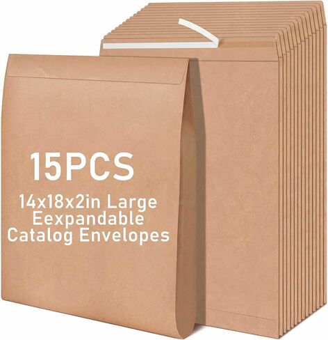 15 PCS 14 × 18 × 2 بوصة كتالوج الكتالوج القابل للتوسيع الكبيرة مانيلا كرافت قشور وختم مظاريف ضوء كبير للرسائل البريدية لمستندات منزل المكتب صور تخزين الصور in Saudi Arabia