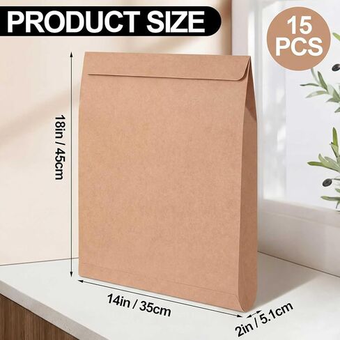 15 PCS 14 × 18 × 2 بوصة كتالوج الكتالوج القابل للتوسيع الكبيرة مانيلا كرافت قشور وختم مظاريف ضوء كبير للرسائل البريدية لمستندات منزل المكتب صور تخزين الصور in Saudi Arabia