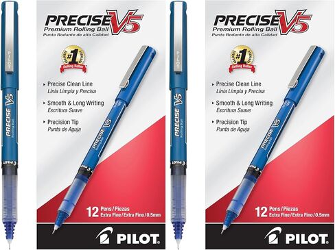 PILOT Precise V5 Stick Rolling Ball Pens Extra Fine Point Blue Ink Dozen Box (35335) Patented Precision Point Technology, Smooth Skip-Free Writing, Visible Ink Supply in Saudi Arabia