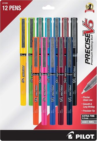 PILOT Precise V5 Stick Rolling Ball Pens Extra Fine Point Blue Ink Dozen Box (35335) Patented Precision Point Technology, Smooth Skip-Free Writing, Visible Ink Supply in Saudi Arabia