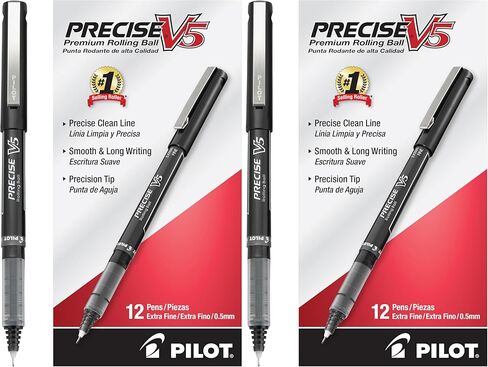 PILOT Precise V5 Stick Rolling Ball Pens Extra Fine Point Blue Ink Dozen Box (35335) Patented Precision Point Technology, Smooth Skip-Free Writing, Visible Ink Supply in Saudi Arabia