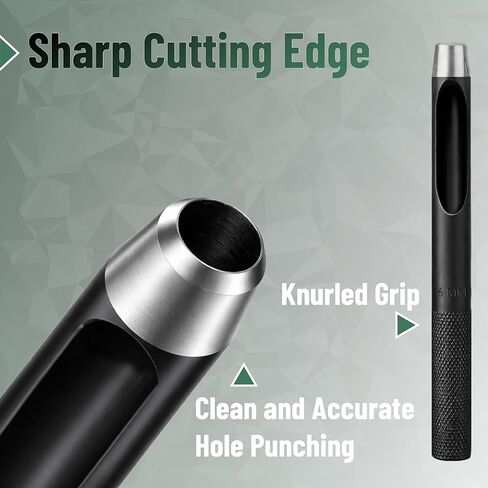 UNCO- مجموعة ثقب الجلد المجوف، 1 مم - 10 مم، 10 قطع، أداة ثقب الجلد من الفولاذ الكربوني الأسود in Kuwait