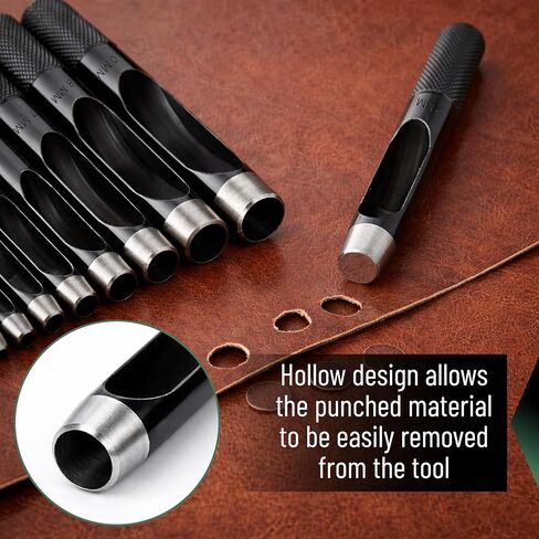 UNCO- مجموعة ثقب الجلد المجوف، 1 مم - 10 مم، 10 قطع، أداة ثقب الجلد من الفولاذ الكربوني الأسود in Kuwait