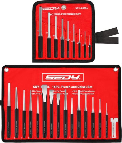 مجموعة لكمة وإزميل مكونة من 25 قطعة مع مثاقب دبوس ملفوفة، تتضمن مدببًا ودبوسًا ولكمات مركزية وأزاميل باردة لأعمال المعادن والسيارات والاستخدام الحرفي in Kuwait